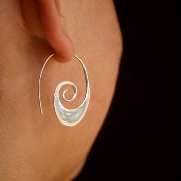 Silver Tone Spiral Earrings in Silver #808 - Picture 8 of 9